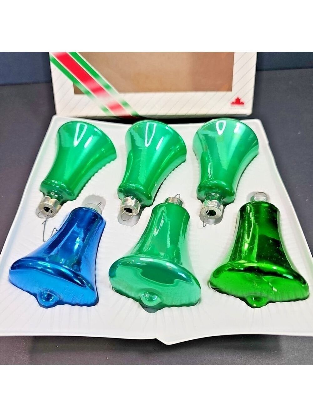Christmas Ornaments Bell Shaped Baubles DoublGlo NOMA Vintage Made In CANADA